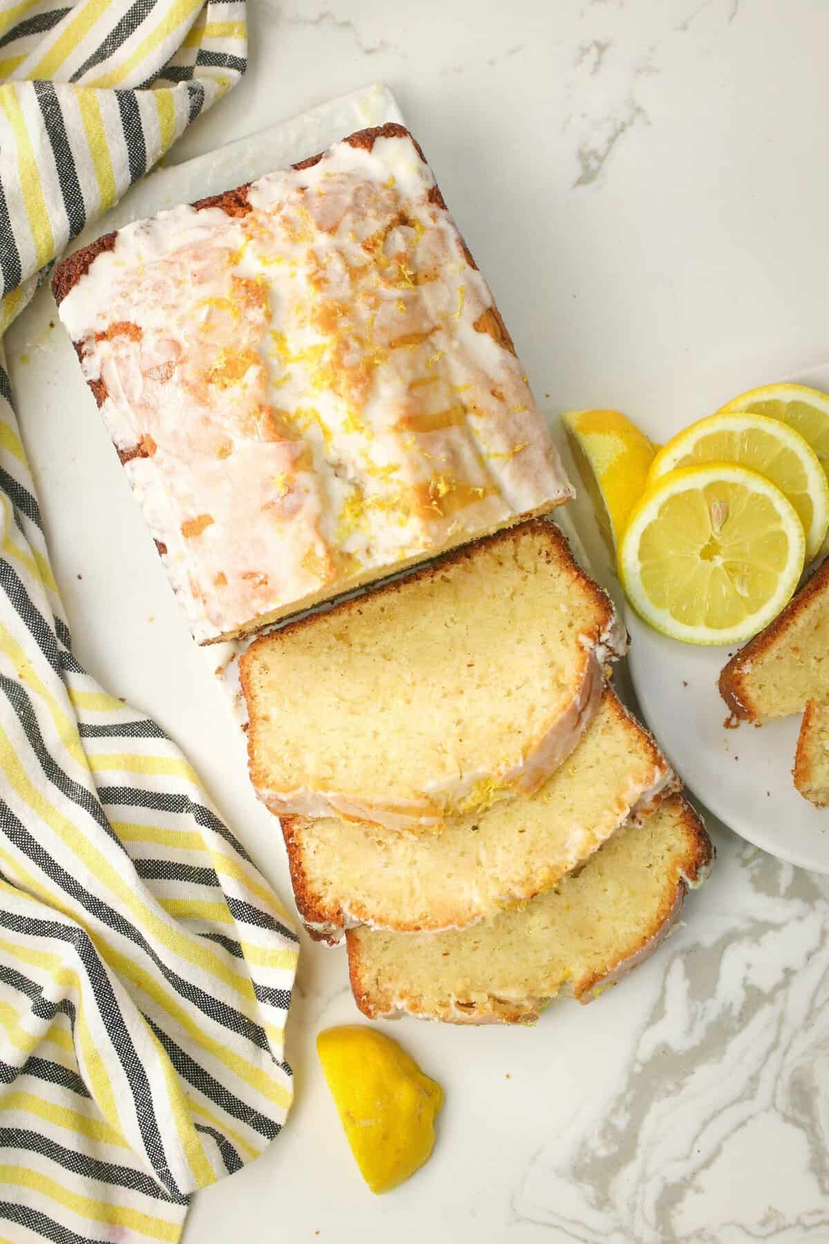 Serving up a freshly baked and glazed lemon yogurt cake