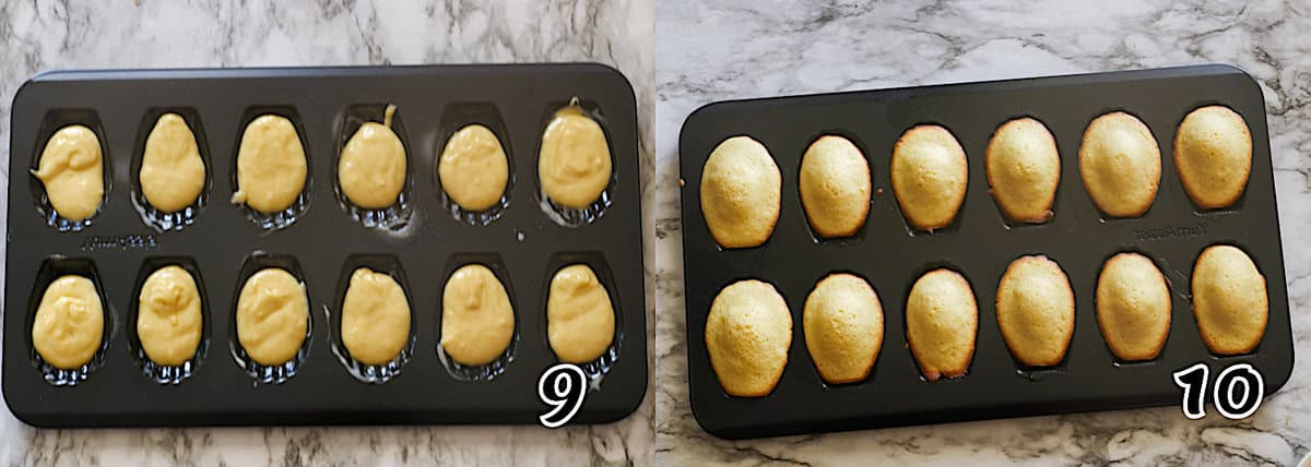 Fill the madeleine mold and bake