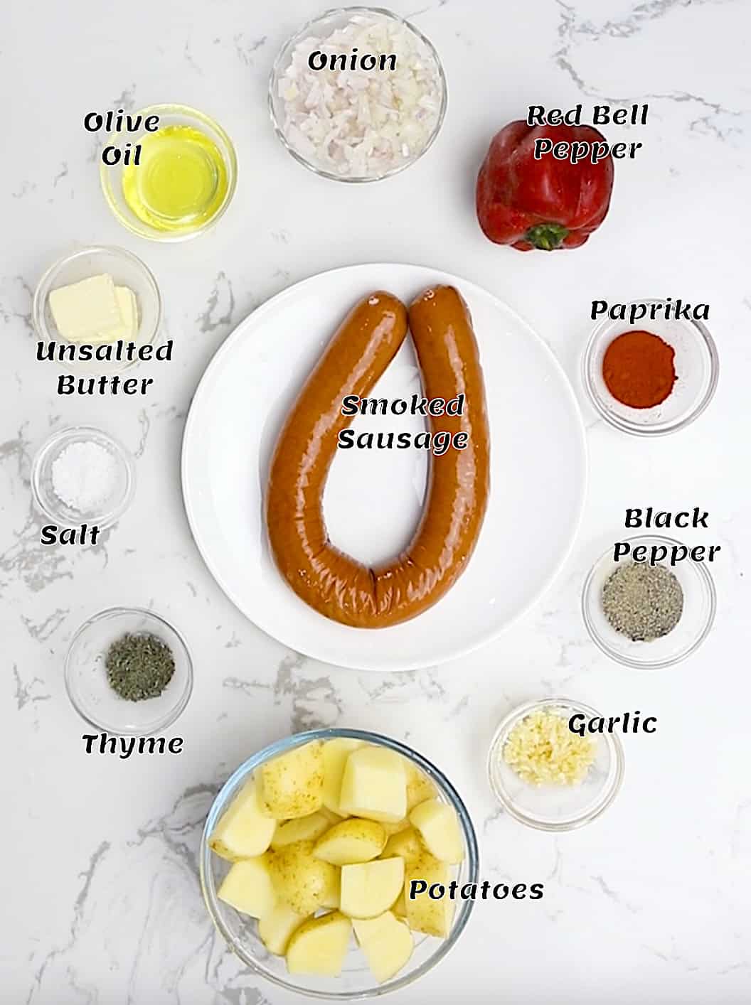 Sausage and Potato Ingredients