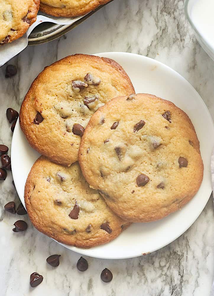 Freshly baked soft chocolate chip cookies