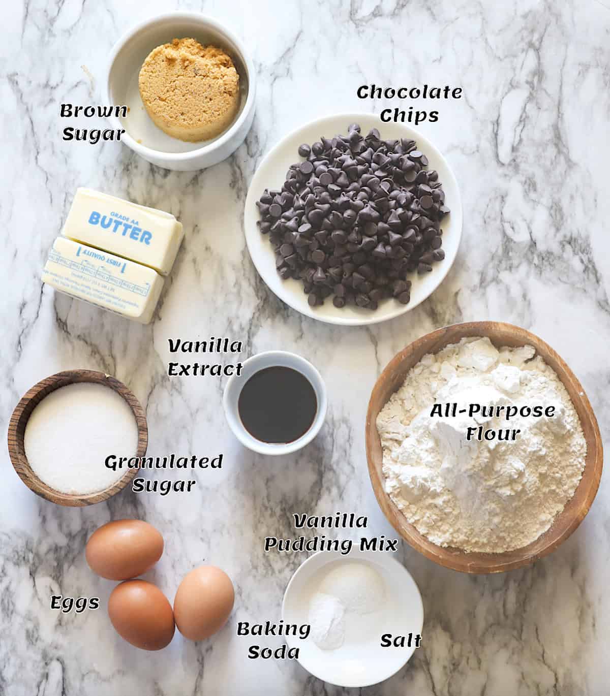 Soft chocolate chip cookie ingredients