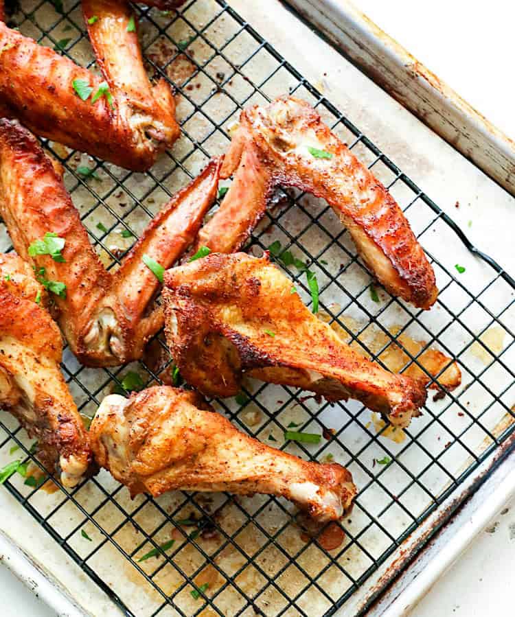 Freshly baked turkey wings ready to slather with sauce