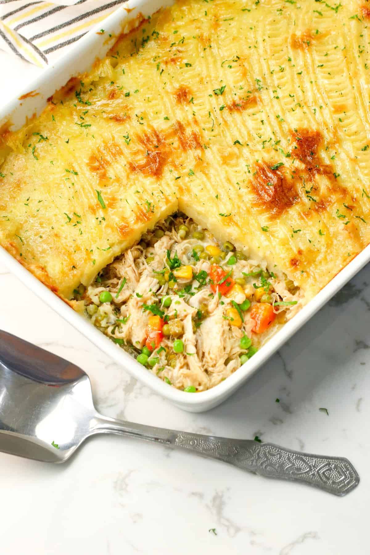 Serving up hearty shepherd's pie made with chicken