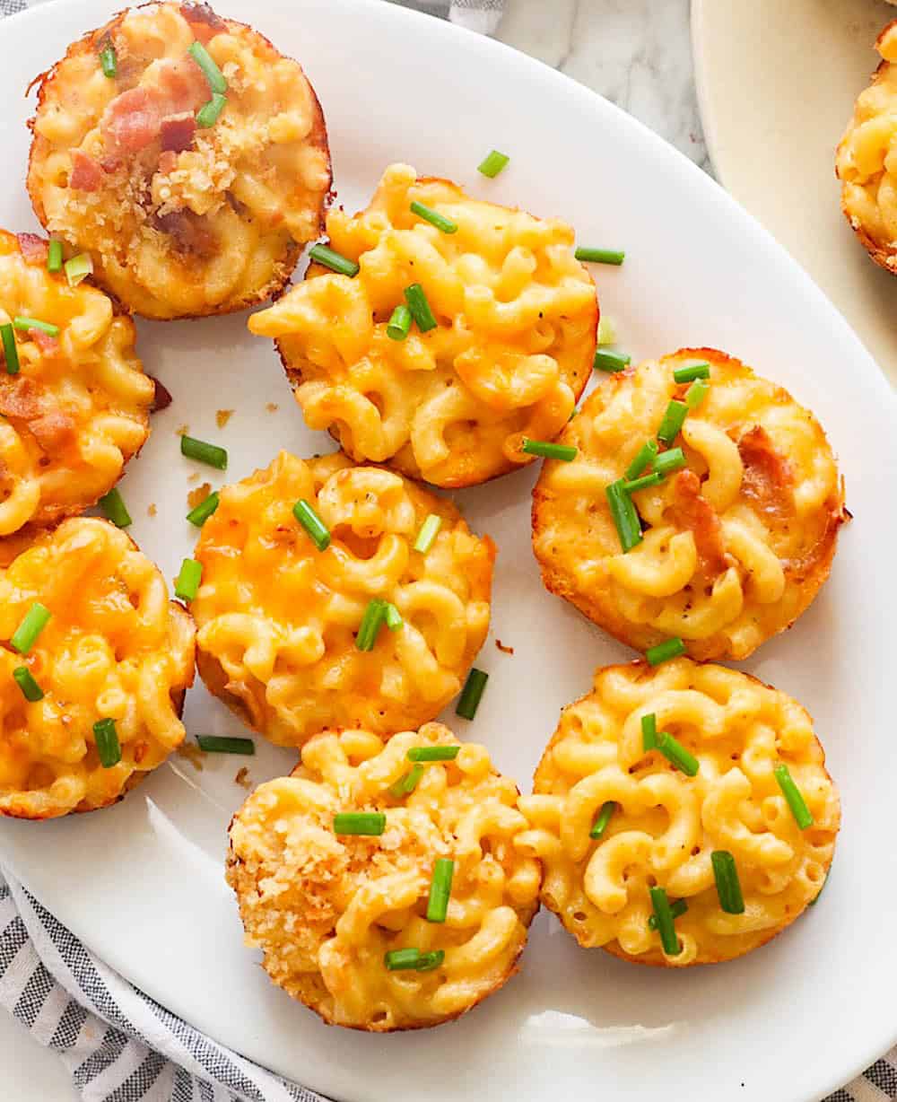 Serving up a platter loaded with macaroni and cheese bites for comfort finger food