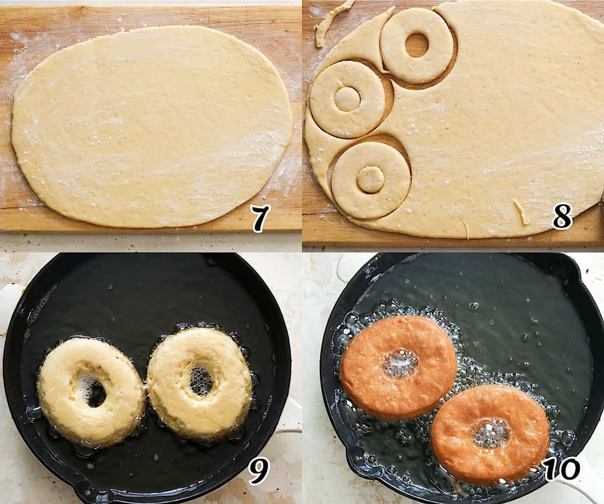 Roll out the dough, cut out the shapes, and fry