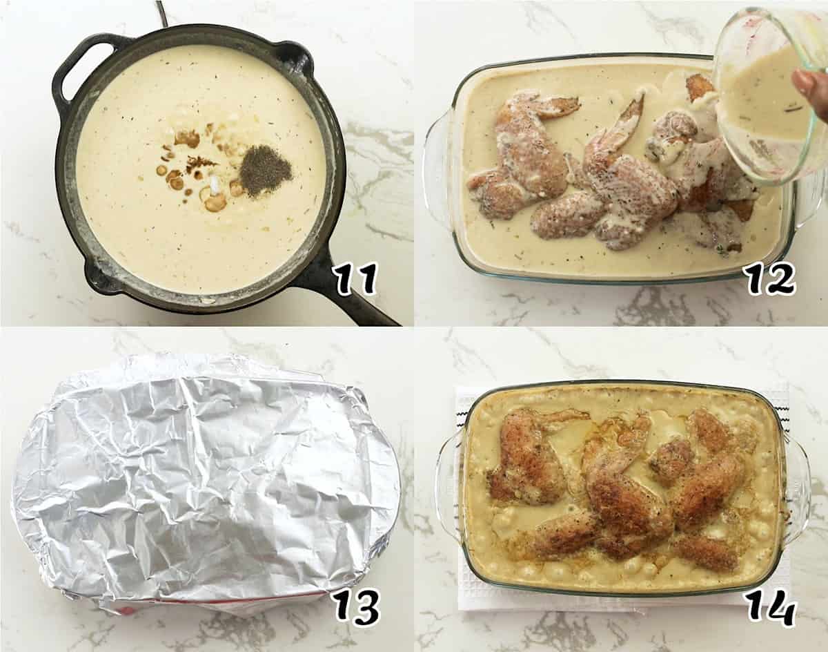 Finish the gravy, smother your chicken wings, and bake away